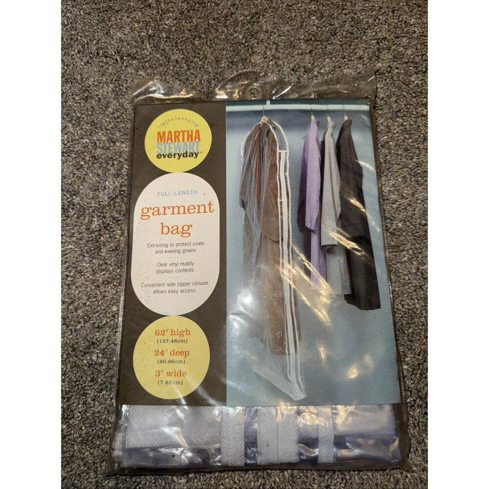 Clear Vinyl Garment Bags Martha Stewart Full Length for Clothes New 62x24x3”